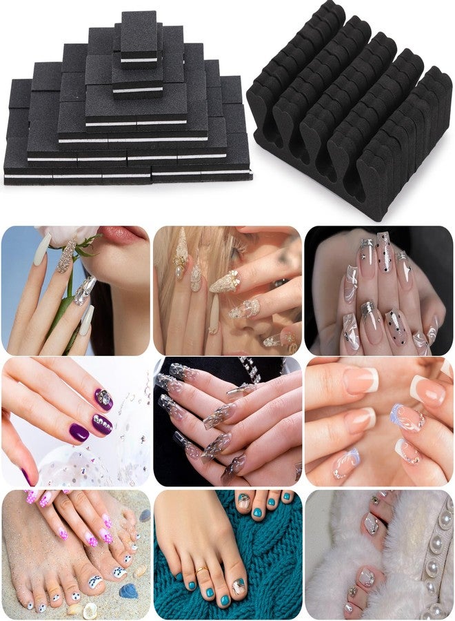 Tecbeauty 102pcs Toe Separators Set - Premium Pedicure Tool Super Soft Pedicure Toe Separator- Mini Nail Buffer Block File 80/100 Grit 2 Sided, Black - Image 5